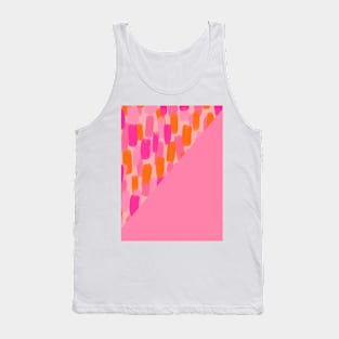 Pink and Orange Brush Stroke Colour Block Tank Top